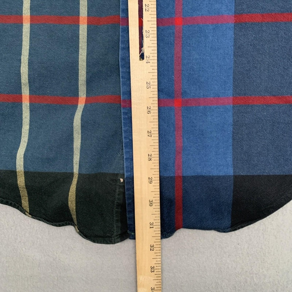 Vintage 90s Nautica Shirt Mens M Faded Rainbow Window Pane Denim Collared Button - Picture 8 of 9